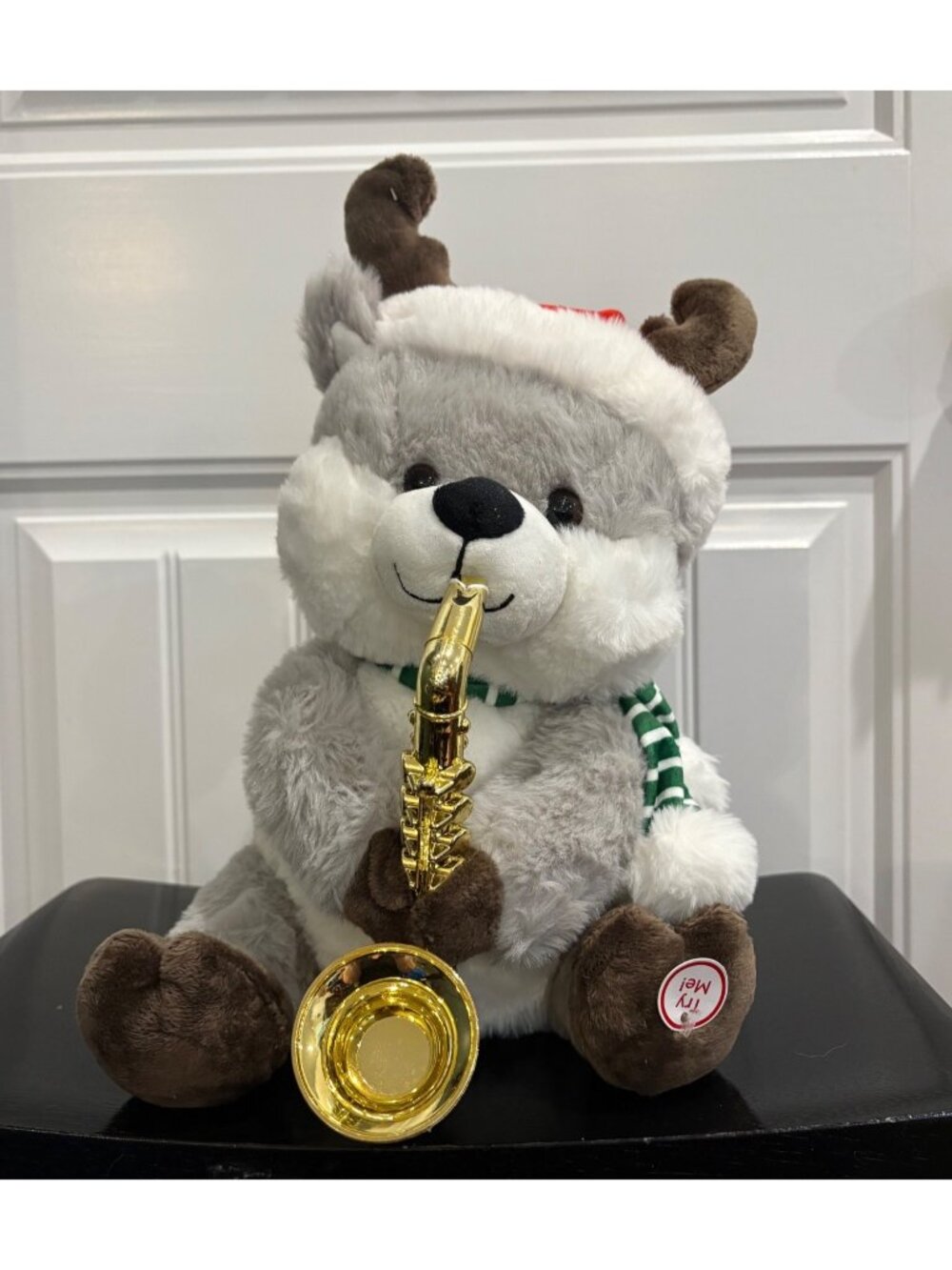 Christmas Santa Reindeer Plush Toy Saxophone Musical Battery Animated WORKS